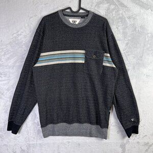 Vissla Shirt Long Sleeve Mens Large Dark Gray Casual Striped Beachy Surfer